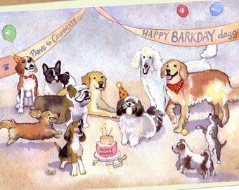 Funny Dog Birthday Card: Shih Tzu, Beagle, Golden Retriever