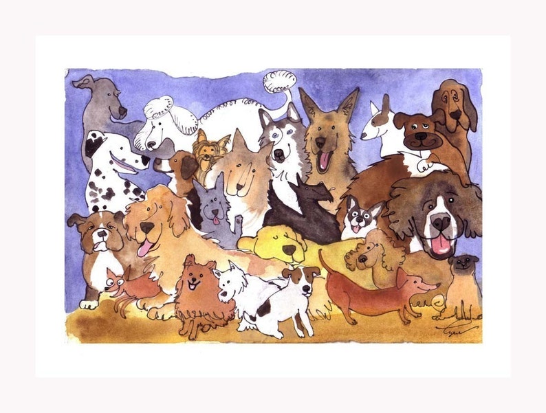 Hund-Karte lustige Hund Grußkarte Hund Rassen Druck | Etsy