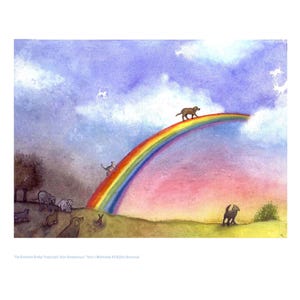 Rainbow Bridge Pet Loss Card Dog Cat Sympathy Card Watercolor Memorial Card Handmade Bereavement Card Pet Grief Gift With Poem