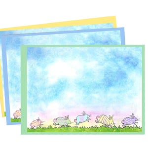 Cartão de Páscoa caprichoso com coelhinhos em aquarela pastel, cartão de felicitações de Páscoa, cartão de primavera feito à mão, cartão de feliz Páscoa