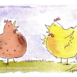 Huhn Karte - Lustiges Huhn Grußkarte - Lustiges Huhn Illustration Druck - Huhn Cartoon - 'Huhn Talk Bok Bok Bok'