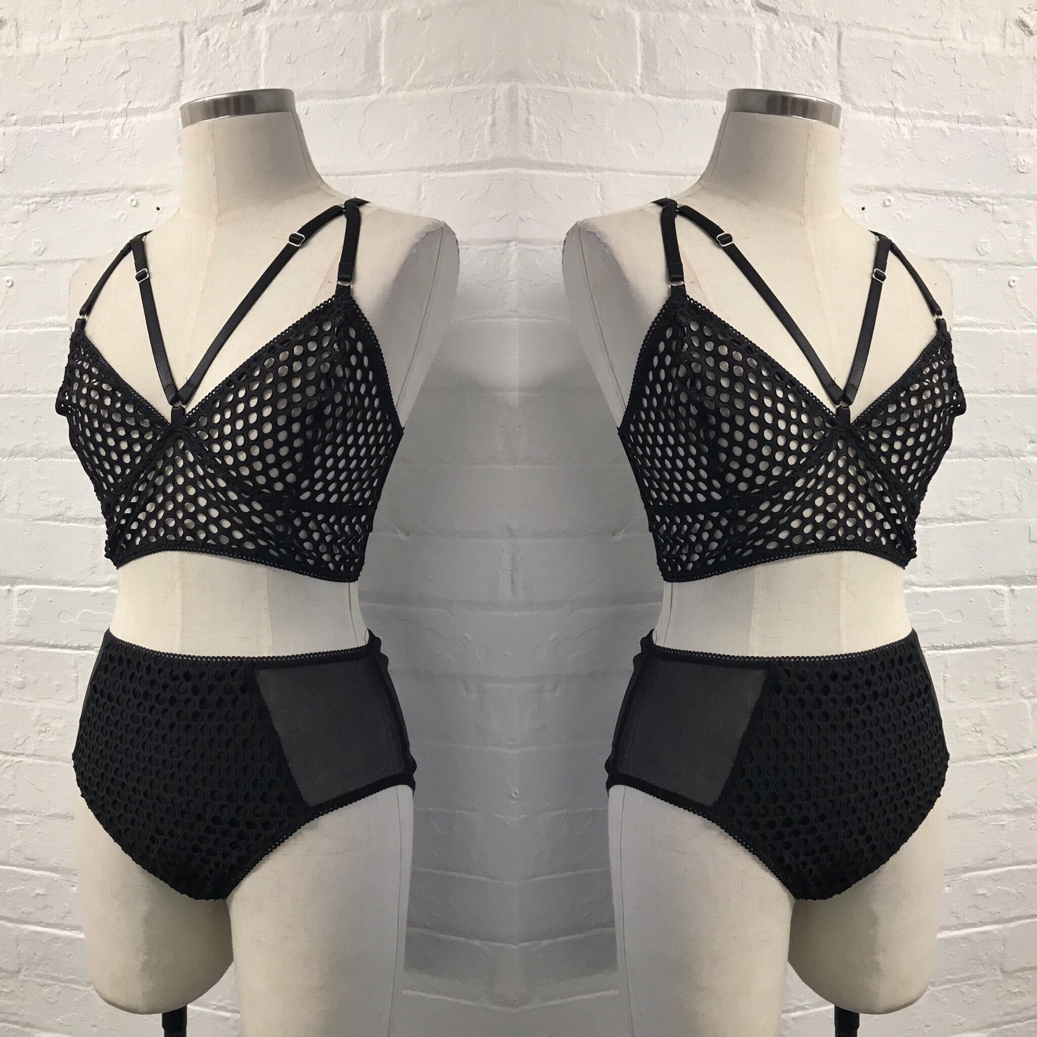 Image of Black Fishnet Bralette & High Waist Pants