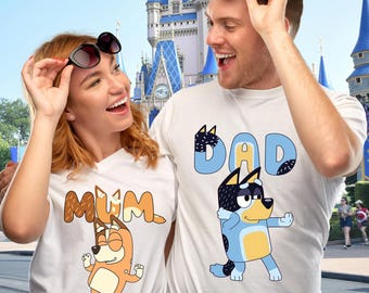 Blue Dog Mom Dad Shirt, Blue Couple Matching Shirt, Dancing Blue Dad Mum Shirts , Couple Shirt, Mothers Day Gift, Fathers Day
