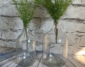Vintage glass jug, Finger loop, Wine jug, half gallon, gallon jug, clear glass, decanter, pompus glass jug, coin jar, Retro water jug, Vase