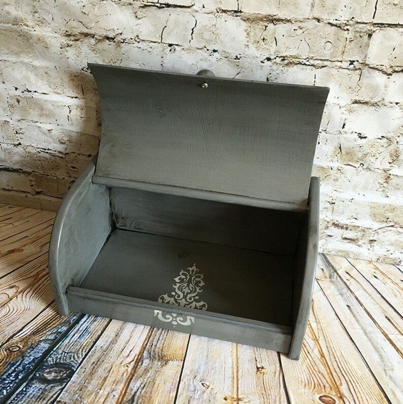 Gray bread box bread bin french kitchen shabby chic Etsy