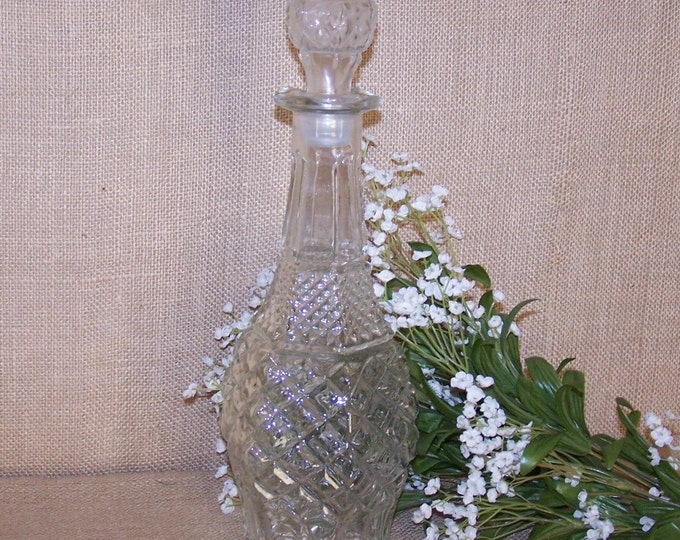 Vintage Glass Wine Decanter Pressed Glass Wine Decanter Etsy