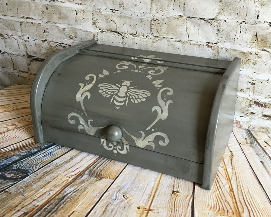 Gray bread box bread bin french kitchen shabby chic Etsy
