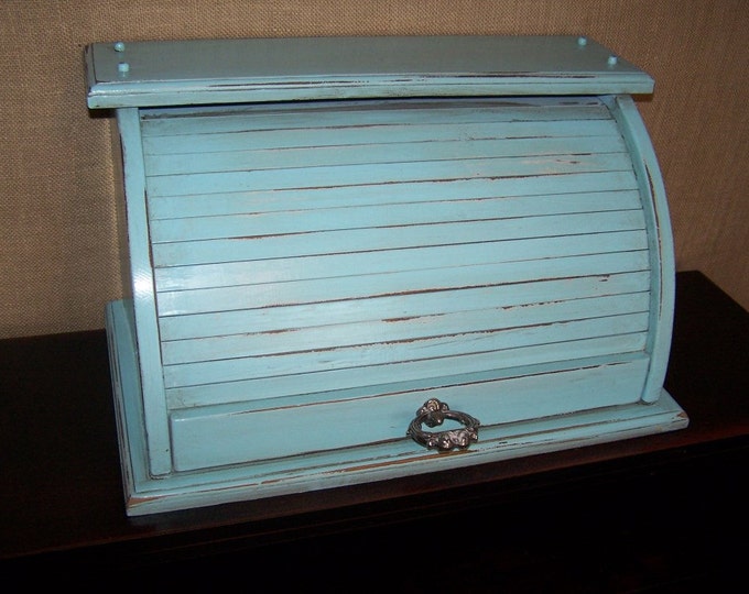 Vintage Aqua Bread Box Shabby Chic Aqua Blue Bread Box Etsy