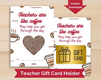 Coffee Teacher-cadeaukaarthouder, afdrukbare pdf