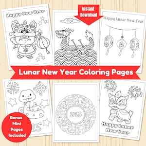 Páginas para colorir do Ano Novo Lunar, Páginas para colorir do Ano Novo Chinês, Páginas para colorir do Ano Novo Vietnamita, Ano da Serpente 2025