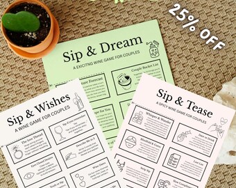 L'offre Sip and Spark| 3 jeux romantiques pour couples| 25 % de réduction| Jeux de nuit| Jeux de cartes pour couples| Rendez-vous amoureux à la maison imprimable