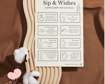 Date Night Games| Sip and Wishes games for couples| Date Night Cards| At Home Date Night Printable| Easy Download|Couples Fun Games