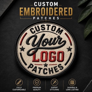 Parche bordado personalizado / Parche termoadhesivo para coser o con logotipo (Tamaño)