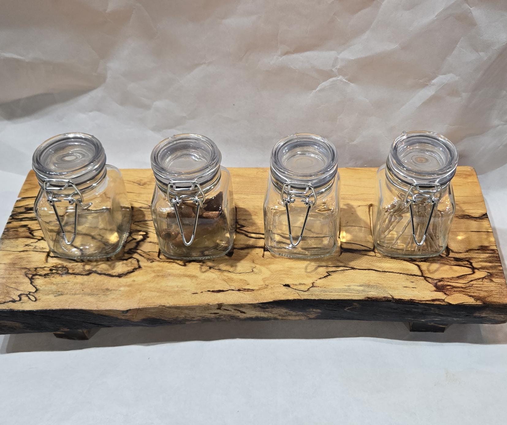 Large Live Edge Riser Live Edge Wood Riser With Hermetic Jars - Etsy