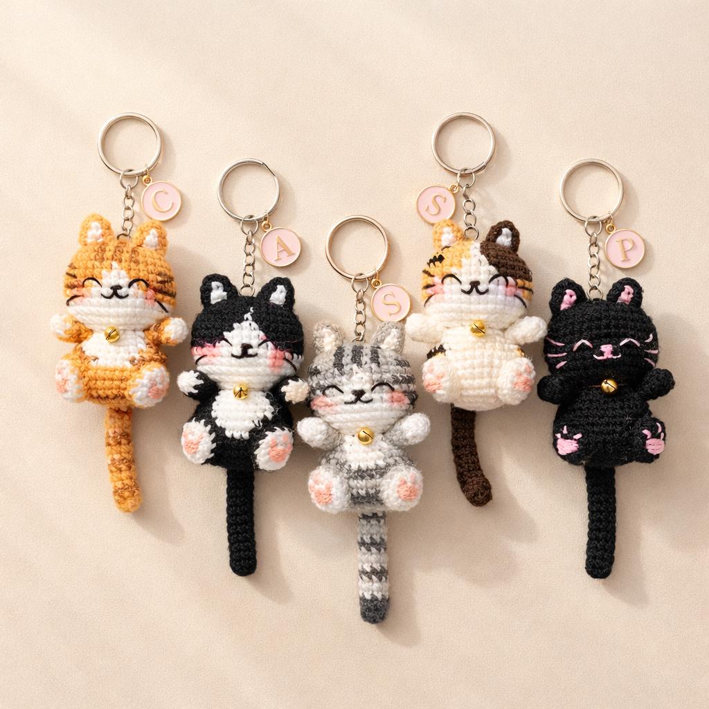 Crochet initial keychain - Etsy 日本
