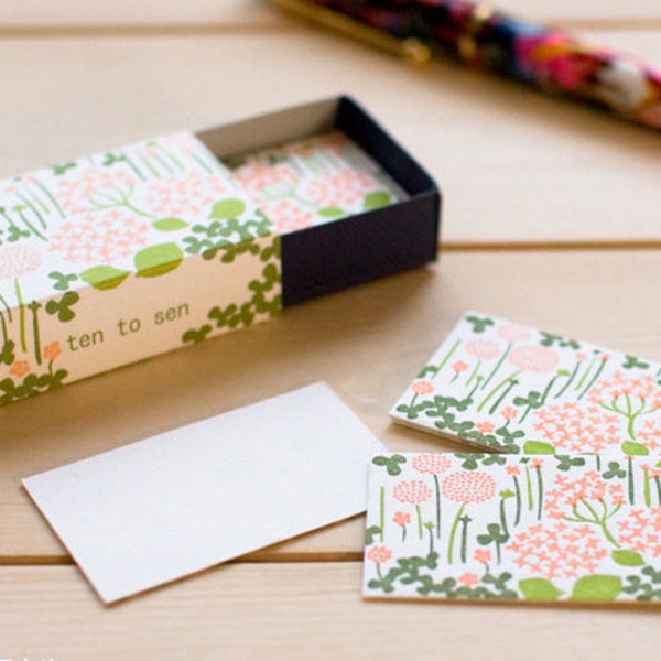 Classiky 20 Beautiful Letterpress Mini Cards in a super cute Matchbox---Little Garden for journaling, art mail, gift message