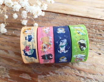 Japanese Washi Masking Tape / 15mm Shibainu "Shibanban" for scrapbooking, packaging, party deco, card making