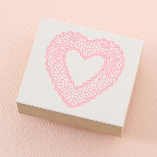 Pretty Japanese Bridal Stamp - Heart Shape Doily Lace for wedding invitation, gift cards, tags, holiday packing