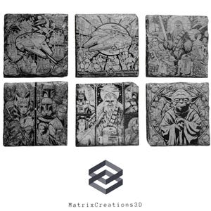 Star Wars Slate Coaster Set – Engraved Stone Drink Coasters, Jedi & Sith Gift, Geeky Home Decor, Sci-Fi Barware, Star Wars Fan Gift