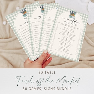Fresh Off The Market Games Bundle, Farmers Market Bridal Shower Game & Sign, She&#39;s Off The Market Themed, Custom Couples Shower Game, FM01