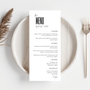 Minimalist Wedding Menu Template, Editable Wedding Menu Cards, Instant Download Elegant and Modern Wedding Menus, Printable Dinner Menu
