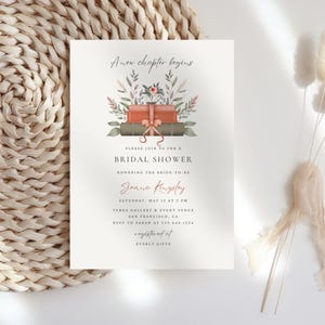 A New Chapter Begins Bridal Shower Invitation, Book Themed Bridal Shower Invite, Retro Bridal Shower Invitation, Elegant Storybook Shower