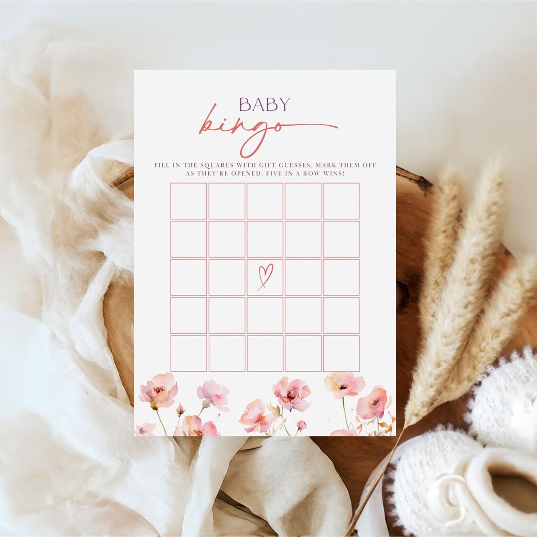 Baby in Bloom Bingo Game, Fun Baby Shower Game for Girls, Printable