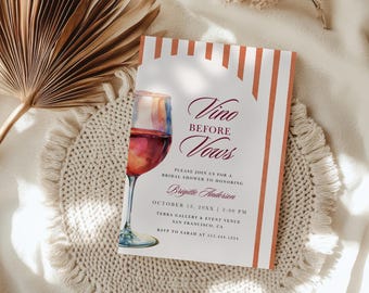 Vino Before Vows Bridal Shower Invitation: Retro Wine Tasting Template (Digital Download)