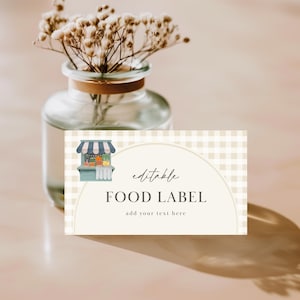 Farmers Market Food Label Template: Bridal Shower Buffet Cards (Digital Download)