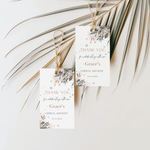 Pearls and Prosecco Gift Tag Template, Eucalyptus Greenery Bridal Shower Favor Tag, Champagne Shower Thank You Tag, Printable Favor Tag