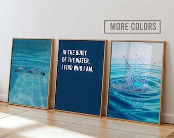 Arte mural de nadador / Cita motivacional, escena submarina (descarga digital) p001