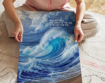 Psalm 93:4 Ocean Wave Print | Christian Scripture Art (Digital Download) b010