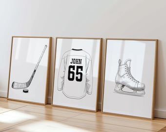 Set di stampe artistiche personalizzate per hockey / Maglia personalizzata, pattini (download digitale) 022