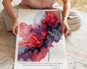 Josua 1:9 Aquarell • Christliche Schriftkunst (Digitaler Download) b003