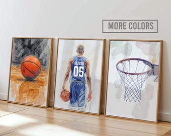 Personalized Basketball Art Set, Custom Jersey Print, Boys Sports Decor (Digital Download) 012