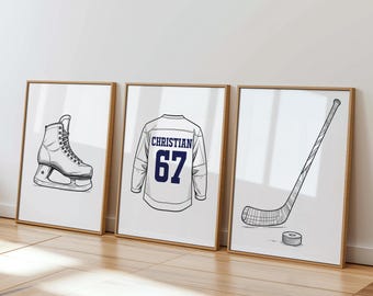 Set di stampe artistiche personalizzate per hockey / Maglia personalizzata, pattini (download digitale) 029