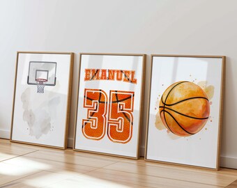 Personalized Basketball Print Set | Custom Name & Number Nursery Decor (Digital Download) 055