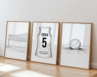 Personalized Beach Volleyball Art Set, Custom Jersey Print (Digital Download) 045