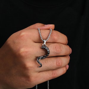 vintage kraken tentacle necklace, gothic viking pirate necklace, hip hop punk men&#39;s necklace, art deco women&#39;s necklace, gifts for him