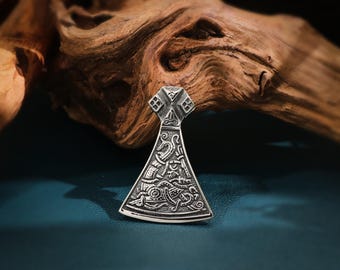Pendentif hache forgée viking, amulette ancienne, pendentif hache viking, collier hache nordique fait main, bijoux noeud celtique, cadeau pour lui