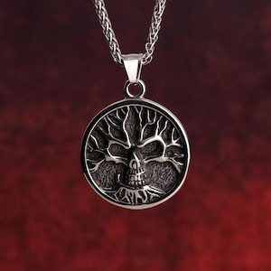 Silver Yggdrasil Necklace, Viking Necklace, Celtic Tree of Life Pendant, Norse Mythology World Tree, Laser Cut Steel, Viking Jewelry