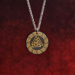 Valknut Viking Necklace, Norse Runes Pendant, Odin&#39;s Symbol Viking Warriors Amulet, handmade Ancient Viking Jewelry, Norse Mythology