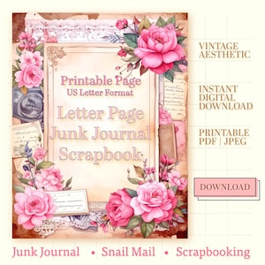 Carta da lettere - Carta da lettere Shabby Chic - Carta stampabile per diario della fede, posta ordinaria, corrispondenza e scrapbooking