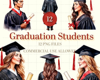 Watercolor Graduation Clipart | Senior Year Class of 2026 | Graduated Students (Digital Download)