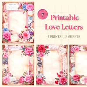 Club de cartas postales estilo shabby chic: cartas de amor florales para imprimir (JPG)