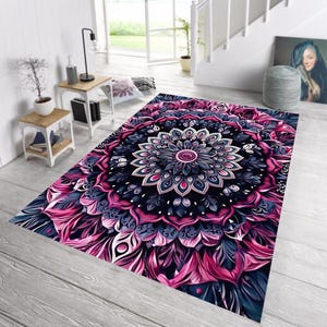 Mandala Desing Rug,Purple Rug,Modern Carpet,Living Room Rug,Modern Rug,Large Rug,Luxury Rug,Washable Rug,Non-Slip Rug,Home Decor,Bedroom Rug