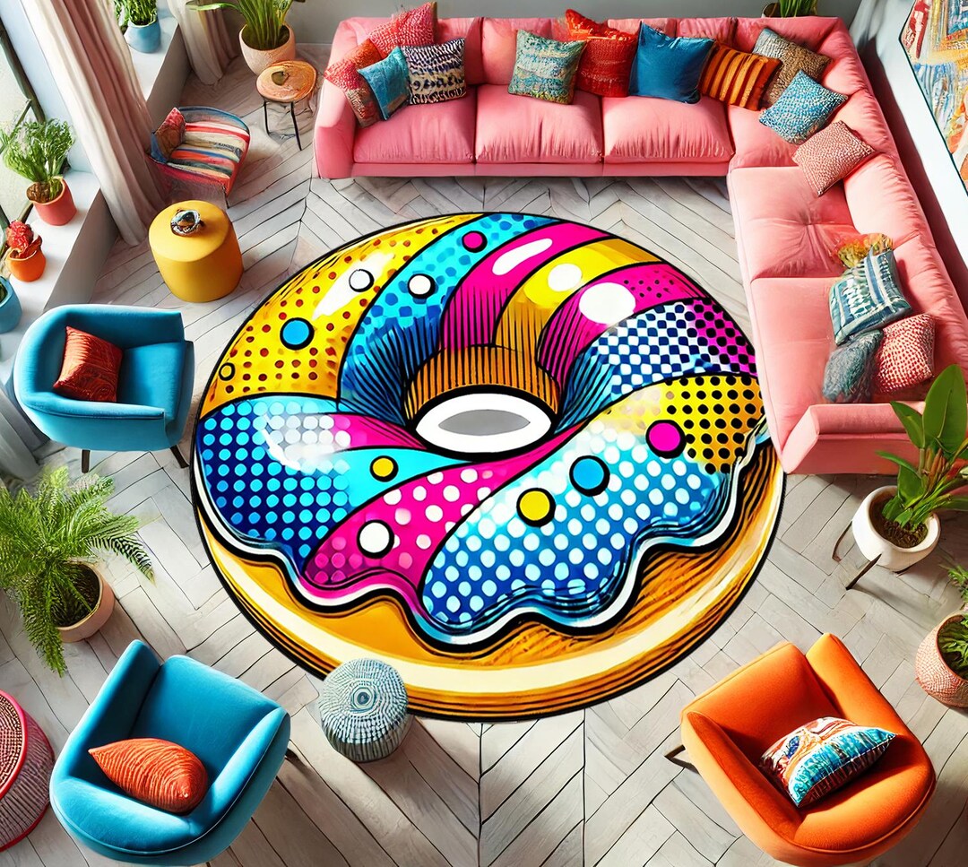 Donut Rug, Colorful Donut, Decorative Rug, Cake Rug,gift Rug, Round Rug ...