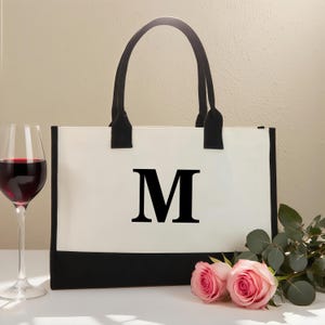 Personalized Monogram Canvas Tote Bag, Custom Beach Tote Bag Embroidered with Initials, Bridesmaid Gift,Bachelorette Gift, Wedding, Trip Bag