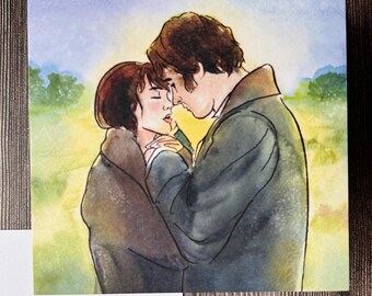 Pride and Prejudice 2005 Film Art Print: Elizabeth & Darcy Watercolor