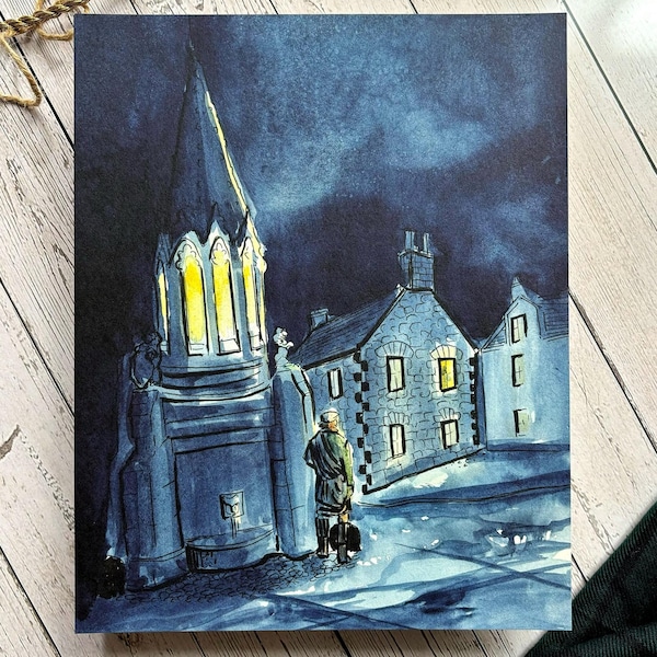 El fantasma de Jamie en Inverness / Lámina artística en acuarela